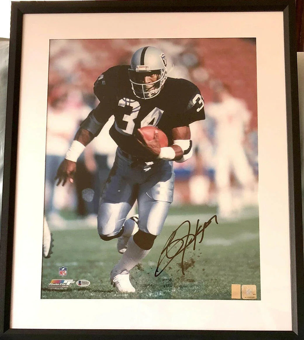 Bo Jackson signed Raiders 16x20 poster or photo framed BAS - AutographsForSale.com