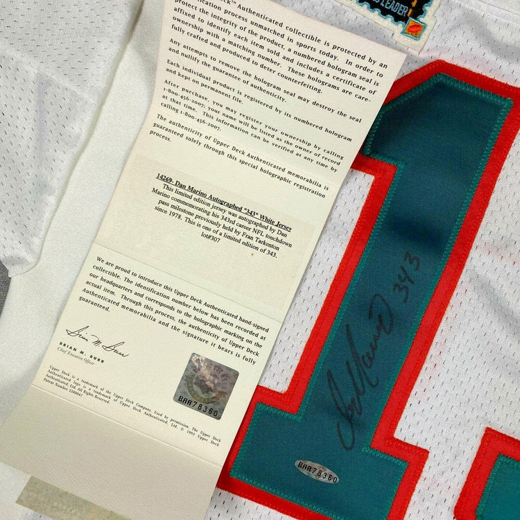 Dan Marino signed Dolphins 1995 game model jersey framed UDA - AutographsForSale.com