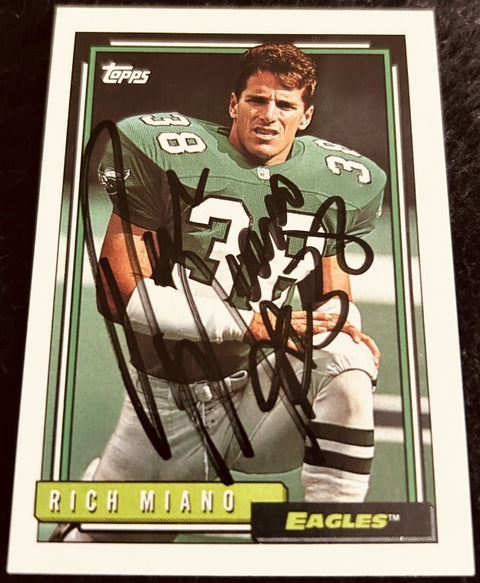 Rich Miano autographed Philadelphia Eagles 1992 Topps NFL football card - AutographsForSale.com