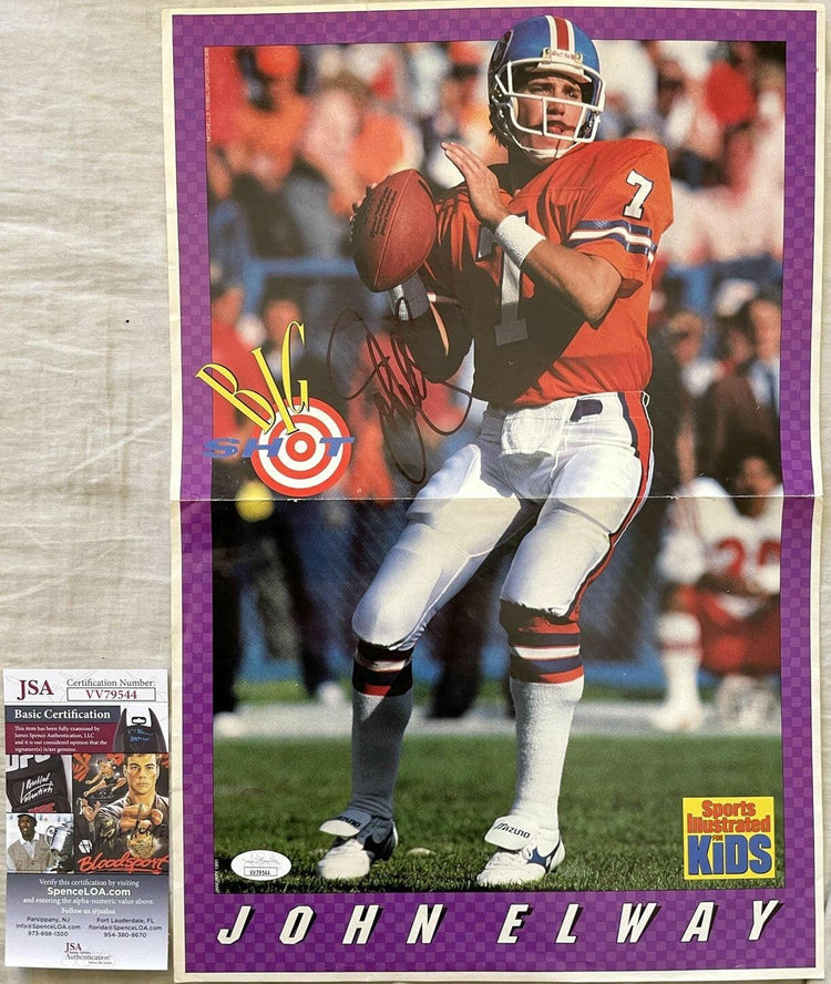 John Elway signed Broncos 1991 SI for Kids mini poster JSA - AutographsForSale.com