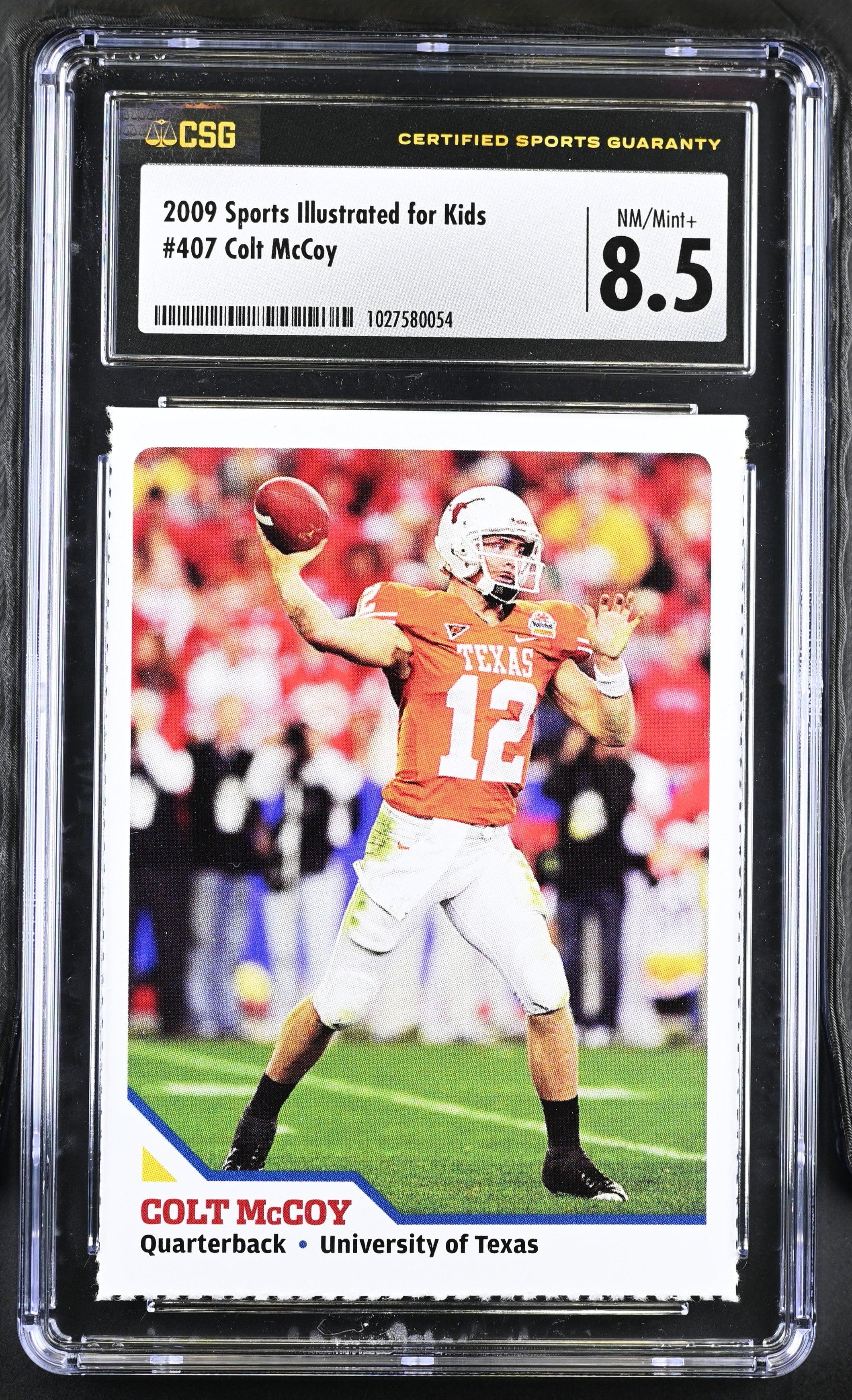 Colt McCoy Texas Longhorns 2009 SI for Kids Rookie Card CSG 8.5 - AutographsForSale.com