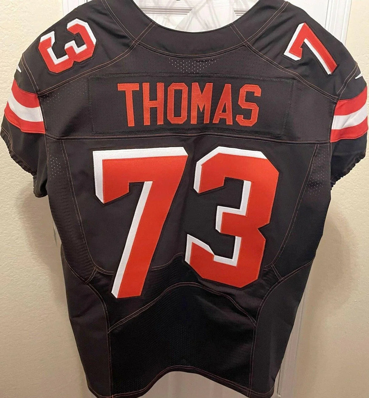 Joe Thomas Cleveland Browns 2017 Last Season Nike Elite Brown game model jersey New - AutographsForSale.com