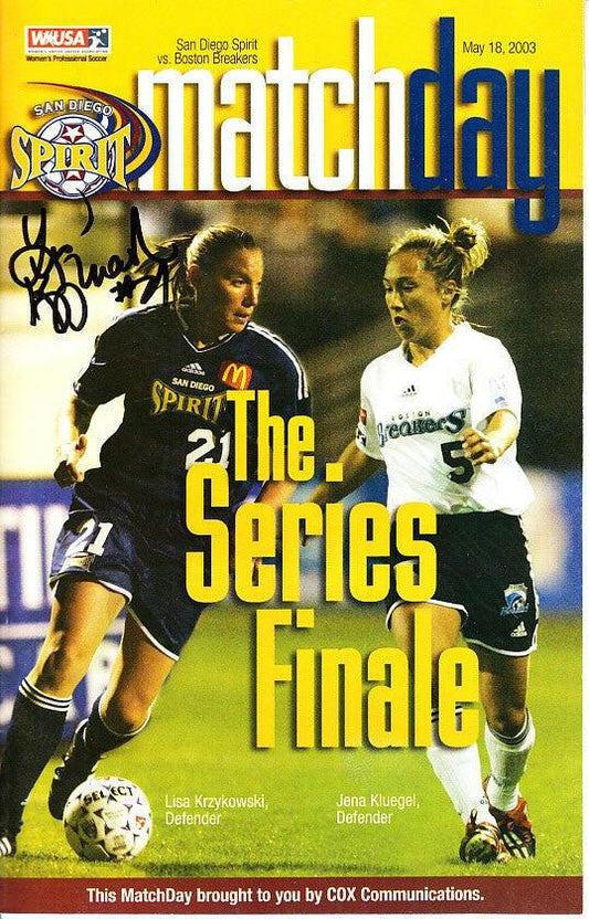 Lisa Krzykowski signed 2003 WUSA San Diego Spirit program - AutographsForSale.com