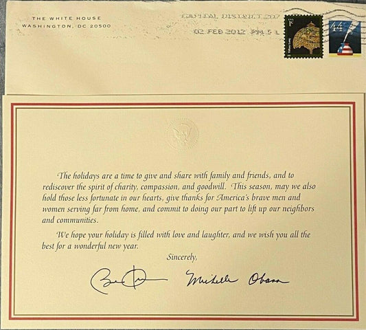 Barack Obama 2011 Holidays Greeting card with envelope - AutographsForSale.com