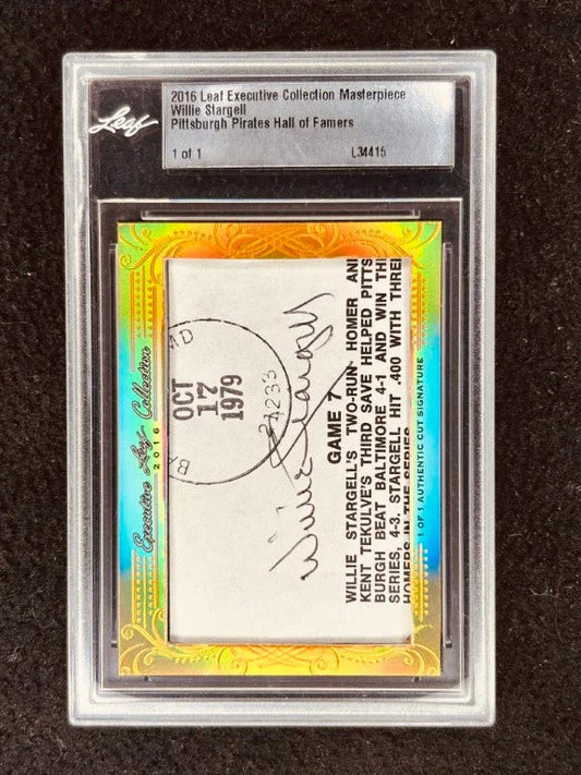 Willie Stargell 2016 Leaf Masterpiece Cut Signature certified signed card 1/1 JSA Pirates - AutographsForSale.com