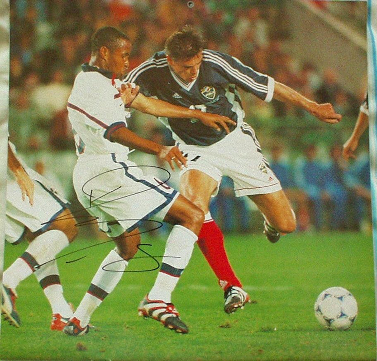 David Regis autographed US Soccer calendar page photo - AutographsForSale.com