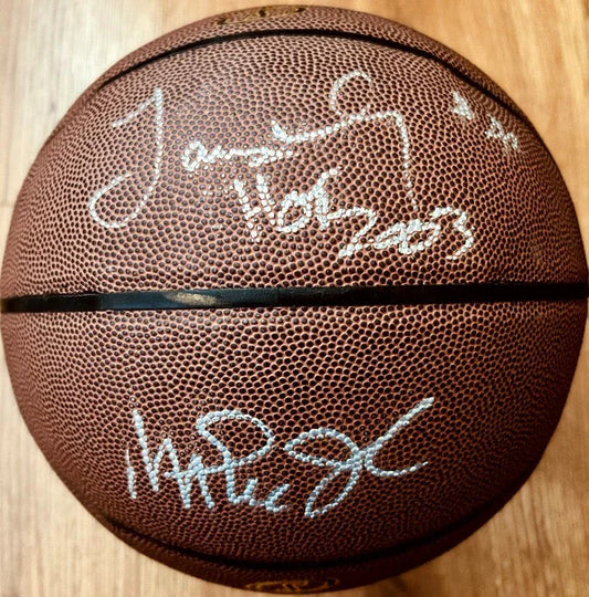 Magic Johnson & James Worthy signed NBA basketball PSA/DNA Lakers - AutographsForSale.com