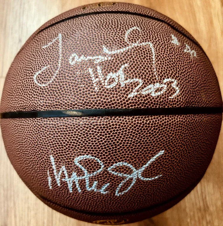 Magic Johnson & James Worthy signed NBA basketball PSA/DNA Lakers - AutographsForSale.com