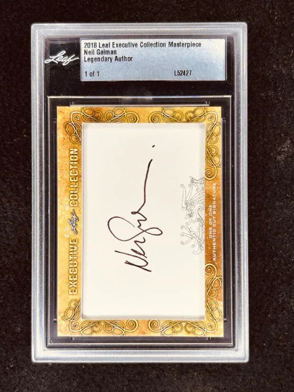 Neil Gaiman 2018 Leaf Masterpiece Cut Signature certified signed card 1/1 JSA Sandman - AutographsForSale.com