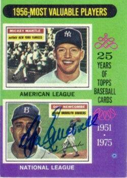 Don Newcombe signed Brooklyn Dodgers 1975 Topps 1956 MVPs card - AutographsForSale.com
