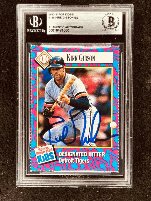 Kirk Gibson signed Detroit Tigers 1993 SI for Kids card BAS - AutographsForSale.com