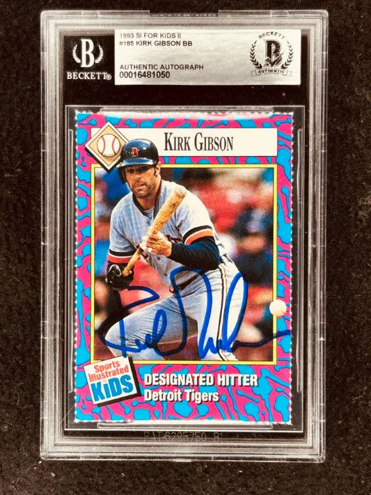 Kirk Gibson signed Detroit Tigers 1993 SI for Kids card BAS - AutographsForSale.com