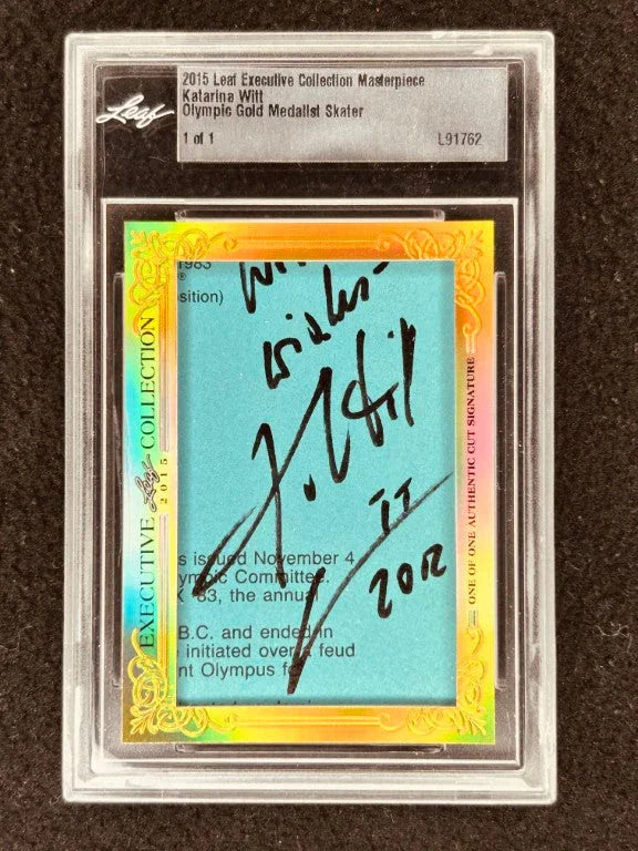 Katarina Witt 2015 Leaf Masterpiece Cut Signature certified signed card 1/1 JSA - AutographsForSale.com