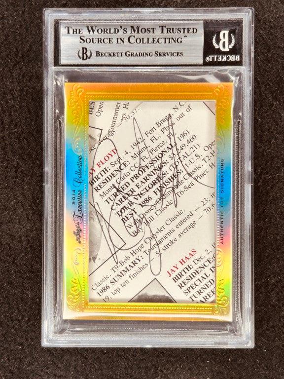 Jack Nicklaus & Ray Floyd 2014 Leaf Masterpiece Cut Signature certified signed card 1/1 JSA Masters - AutographsForSale.com