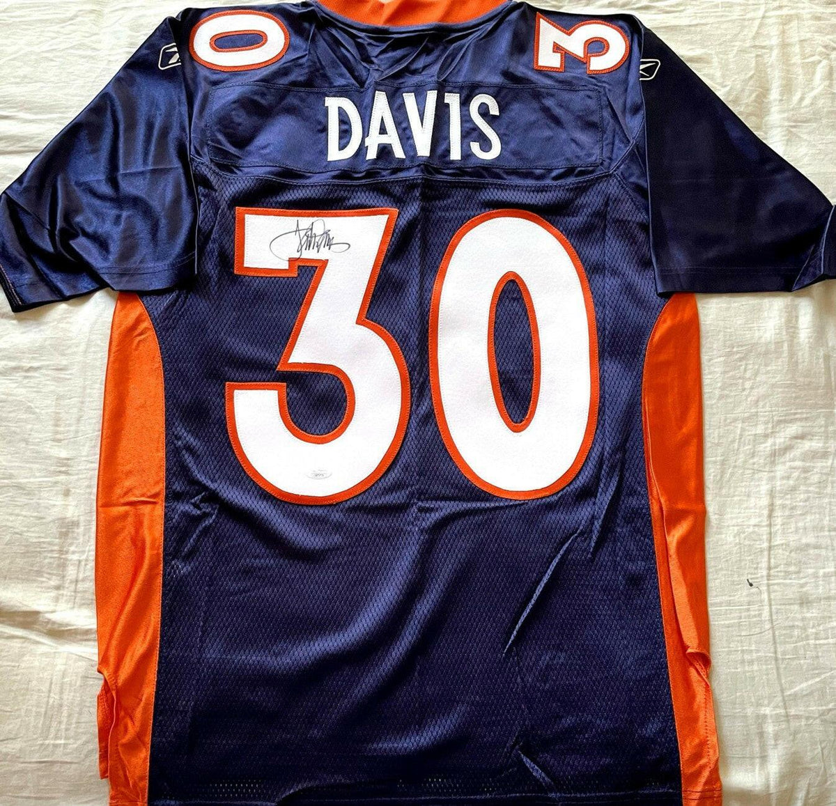Terrell Davis signed Denver Broncos Reebok blue jersey JSA - AutographsForSale.com