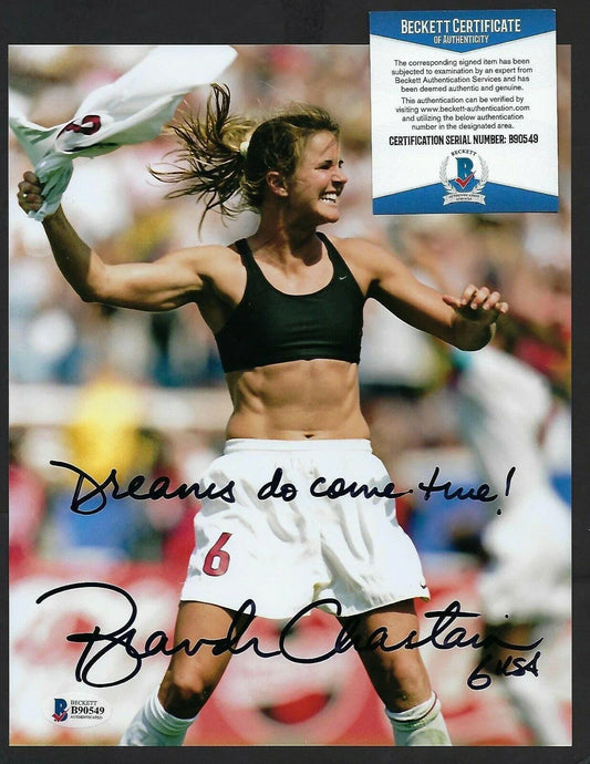 Brandi Chastain autographed 1999 US Women's World Cup celebration 8x10 photo inscribed Dreams do come true! BAS USWNT - AutographsForSale.com