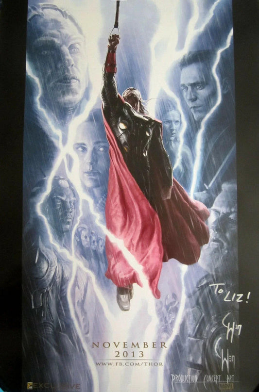 Charlie Wen autographed Thor 2013 Comic-Con exclusive Marvel movie poster (To Liz) - AutographsForSale.com