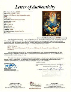 1980 Miracle On Ice hockey team signed 16x20 movie poster framed JSA - AutographsForSale.com