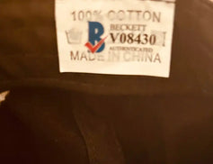 Beckett authenticated 100% cotton cap label with serial number V08430, made in China