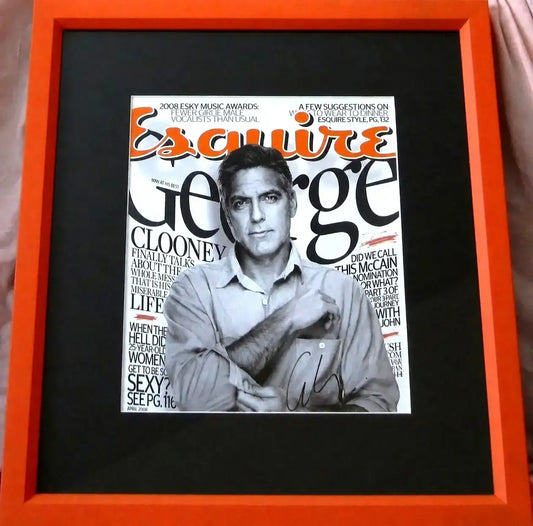 George Clooney autographed 2008 Esquire cover framed JSA - AutographsForSale.com