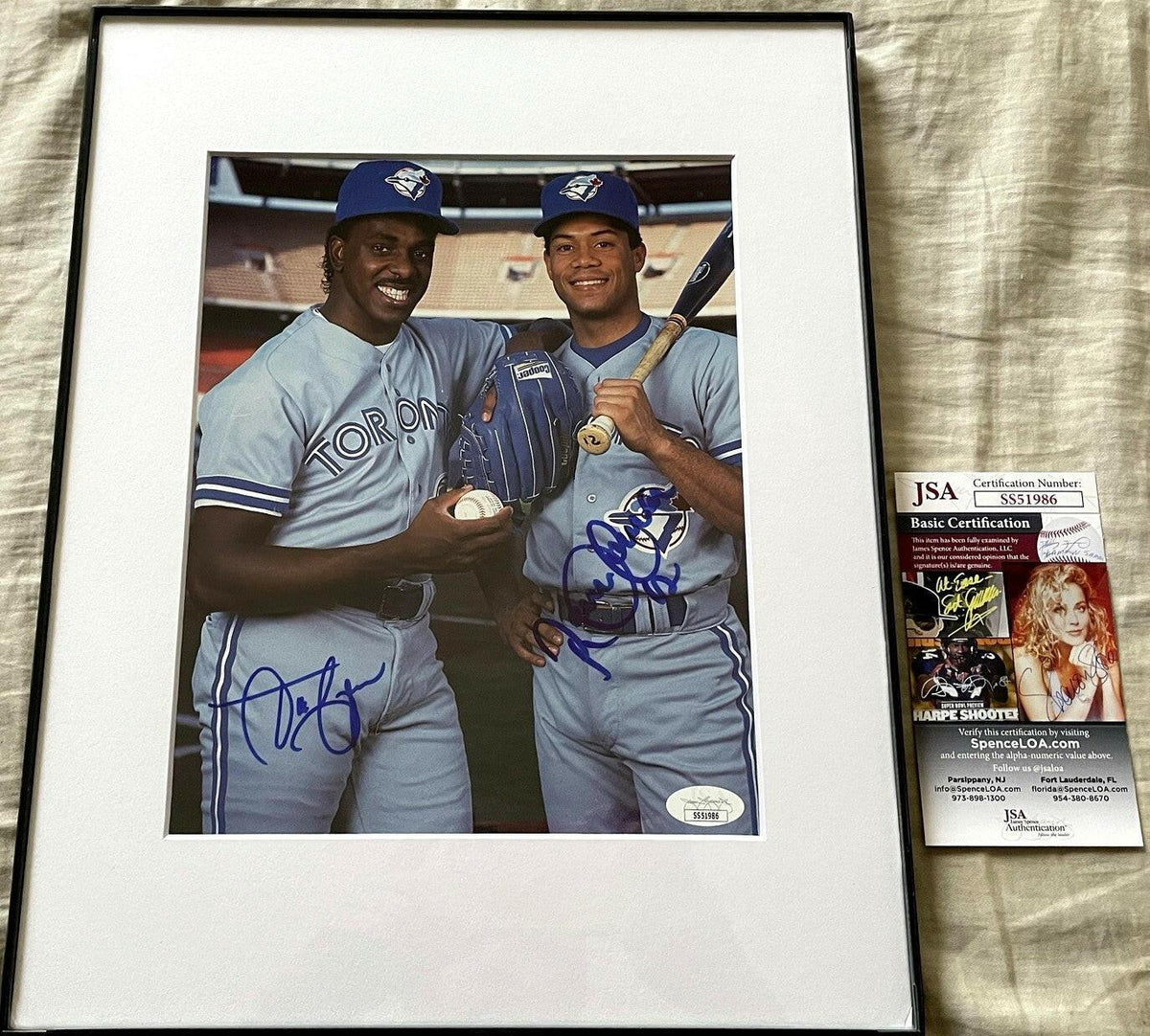 Roberto Alomar & Juan Guzman signed Blue Jays Beckett Baseball photo framed JSA - AutographsForSale.com