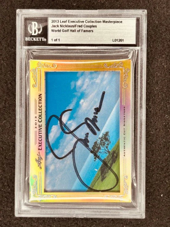 Jack Nicklaus & Fred Couples 2013 Leaf Masterpiece Cut Signature certified signed card 1/1 PSA/DNA Masters - AutographsForSale.com