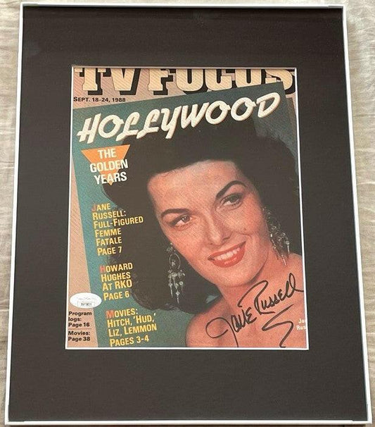 Jane Russell signed 1988 TV Focus cover matted & framed JSA - AutographsForSale.com