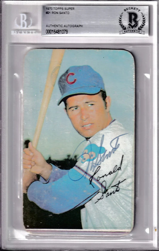 Ron Santo signed Cubs 1970 Topps Supers jumbo card BAS certified - AutographsForSale.com