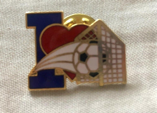 I Love Soccer Gold Lapel Pin - AutographsForSale.com