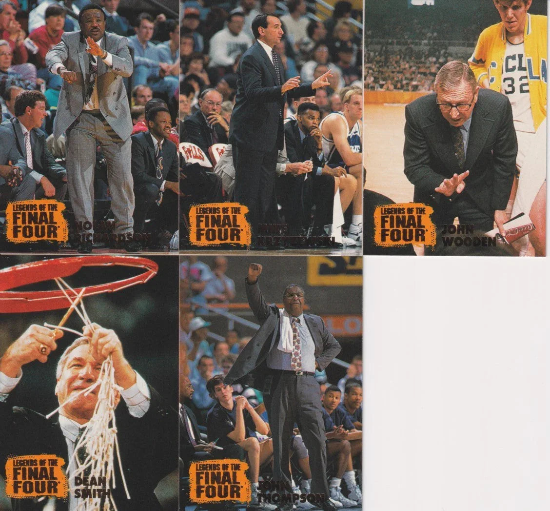 1996 Classic Legends of Final 4 5 card coach set Mike Coach K Krzyzewski Dean Smith John Wooden - AutographsForSale.com