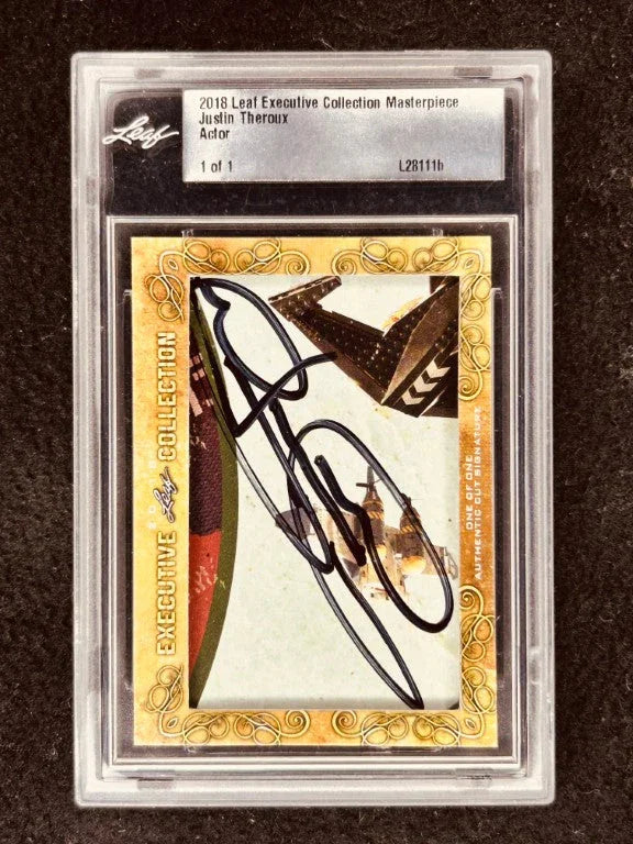 Justin Theroux 2018 Leaf Cut Signature Masterpiece certified signed card 1/1 JSA Leftovers - AutographsForSale.com