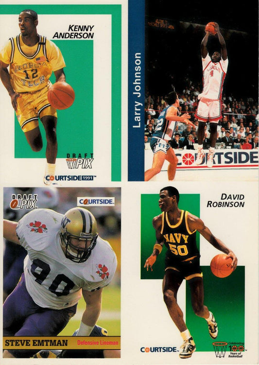 David Robinson Kenny Anderson Larry Johnson 1991 Courtside 5x7 promo card panel - AutographsForSale.com