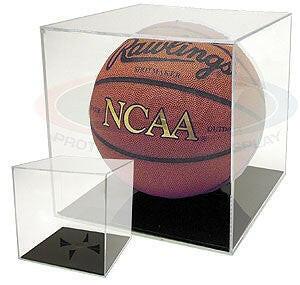 Basketball Display Case Cube Holder with black Base - AutographsForSale.com
