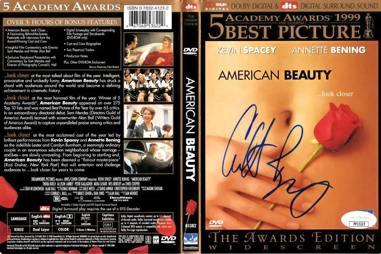 Annette Bening signed American Beauty movie DVD cover JSA - AutographsForSale.com