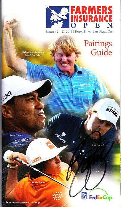 Rickie Fowler autographed 2013 Farmers Insurance Open PGA Tour golf pairings booklet - AutographsForSale.com