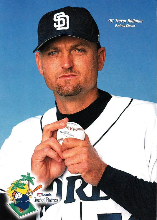 Trevor Hoffman 2004 to 2008 San Diego Padres 5x7 photo card - AutographsForSale.com