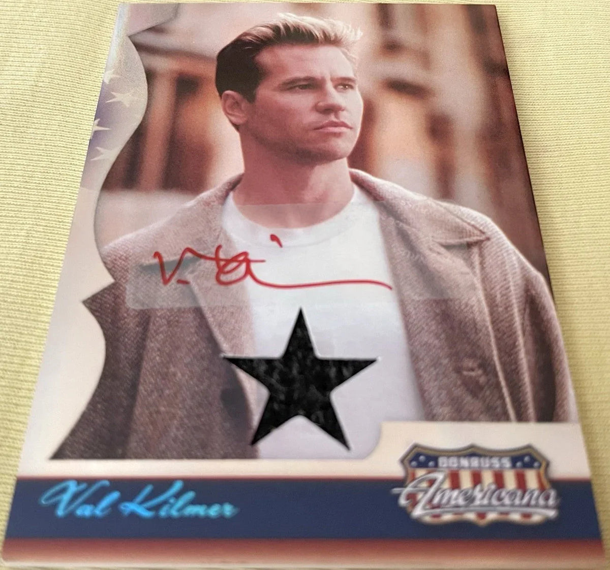 Val Kilmer certified signed worn shirt swatch 2007 Donruss Americana card Batman Top Gun - AutographsForSale.com