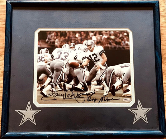 Tony Dorsett and Roger Staubach autographed Dallas Cowboys 8x10 photo framed JSA Steiner - AutographsForSale.com