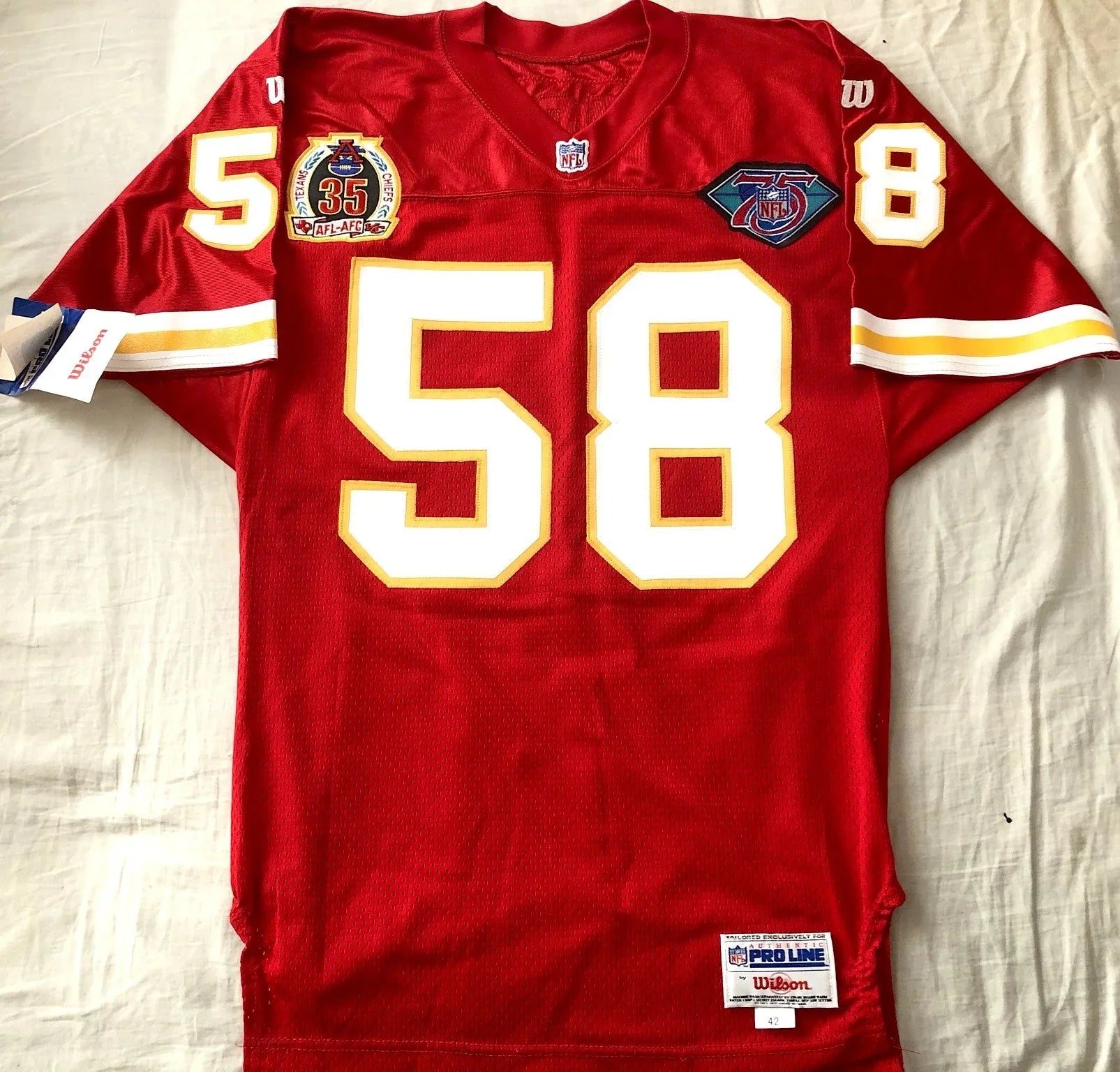 Derrick Thomas 1994 Kansas City Chiefs Wilson red game model jersey - AutographsForSale.com