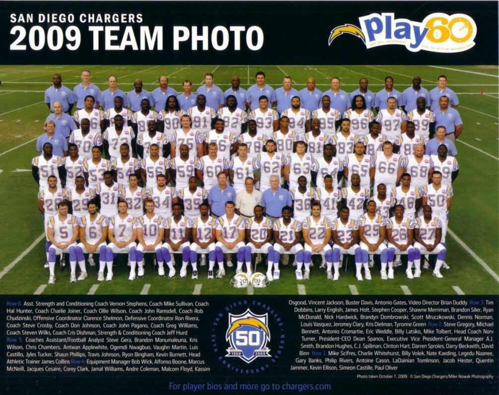 2009 SD Chargers 8x10 team photo Antonio Gates Philip Rivers LaDainian Tomlinson - AutographsForSale.com