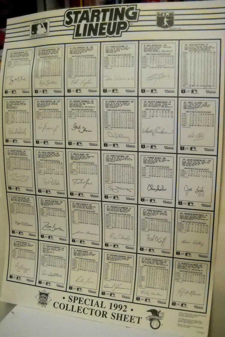 1992 Kenner Starting Lineup card poster Size Uncut Sheet - AutographsForSale.com