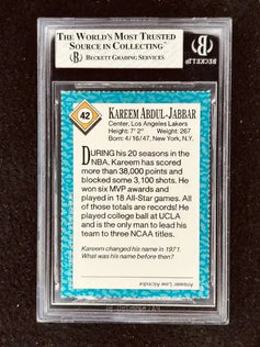 Kareem Abdul-Jabbar Los Angeles Lakers 1989 Sports Illustrated for Kids card BGS 8 - AutographsForSale.com