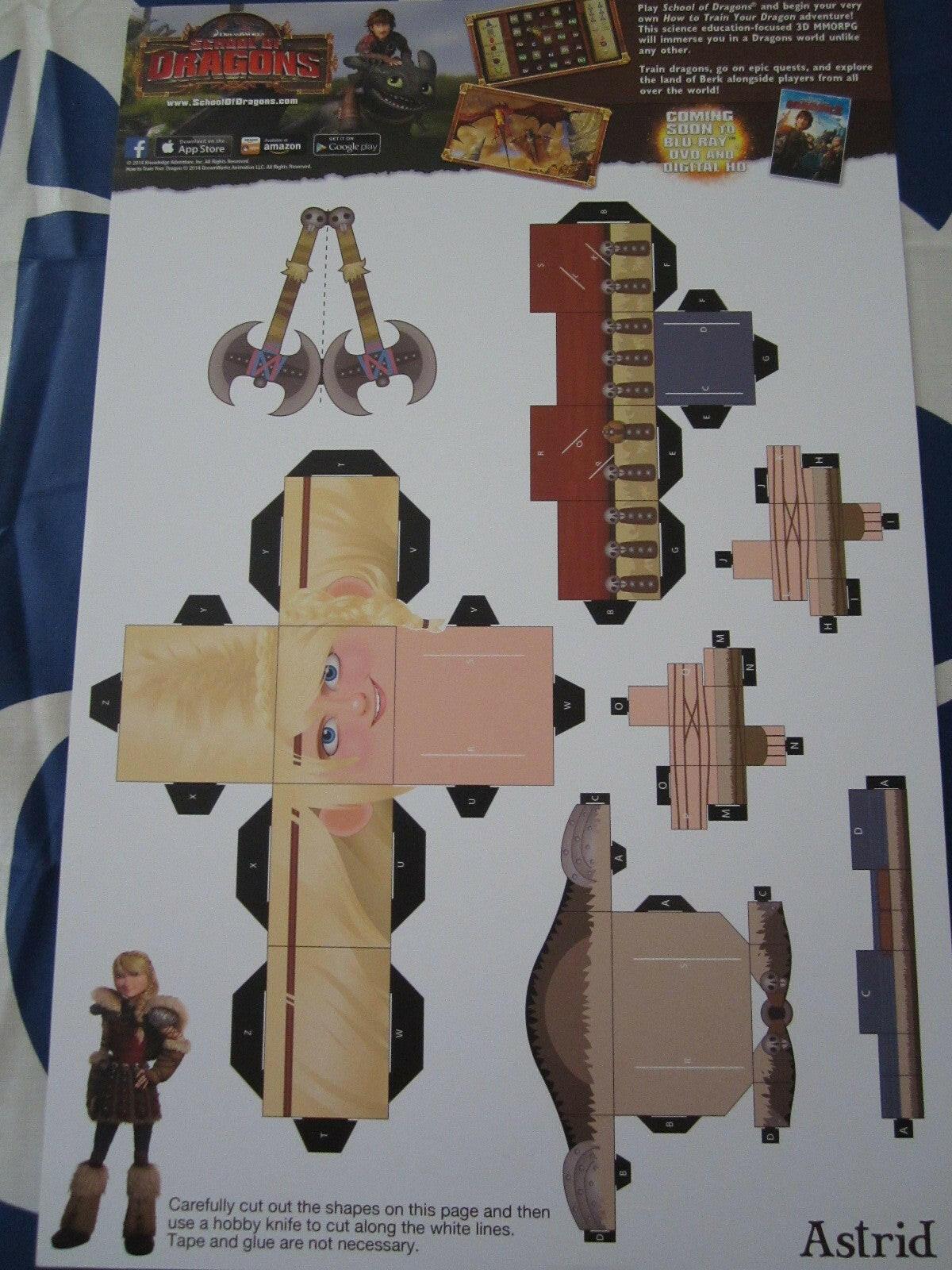 How to Train Your Dragon 2 movie School of Dragons 2014 Comic-Con Astrid paper figure poster - AutographsForSale.com