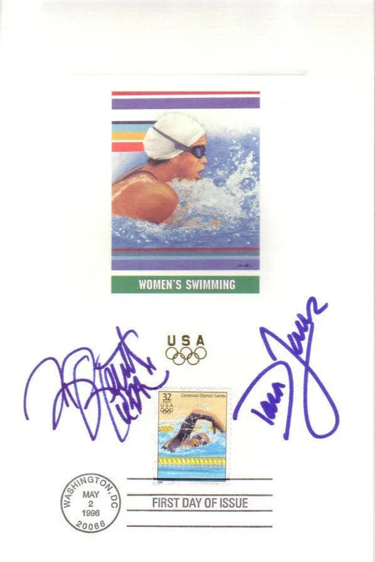 Dara Torres & Brooke Bennett signed swimming 1996 US Olympic USPS 1st Day card - AutographsForSale.com