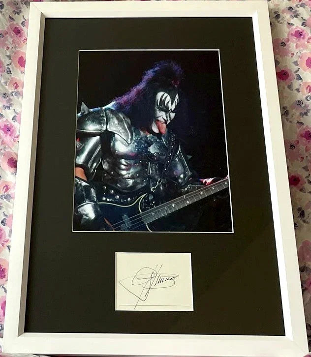 Gene Simmons autograph framed with KISS 8x10 concert photo JSA - AutographsForSale.com