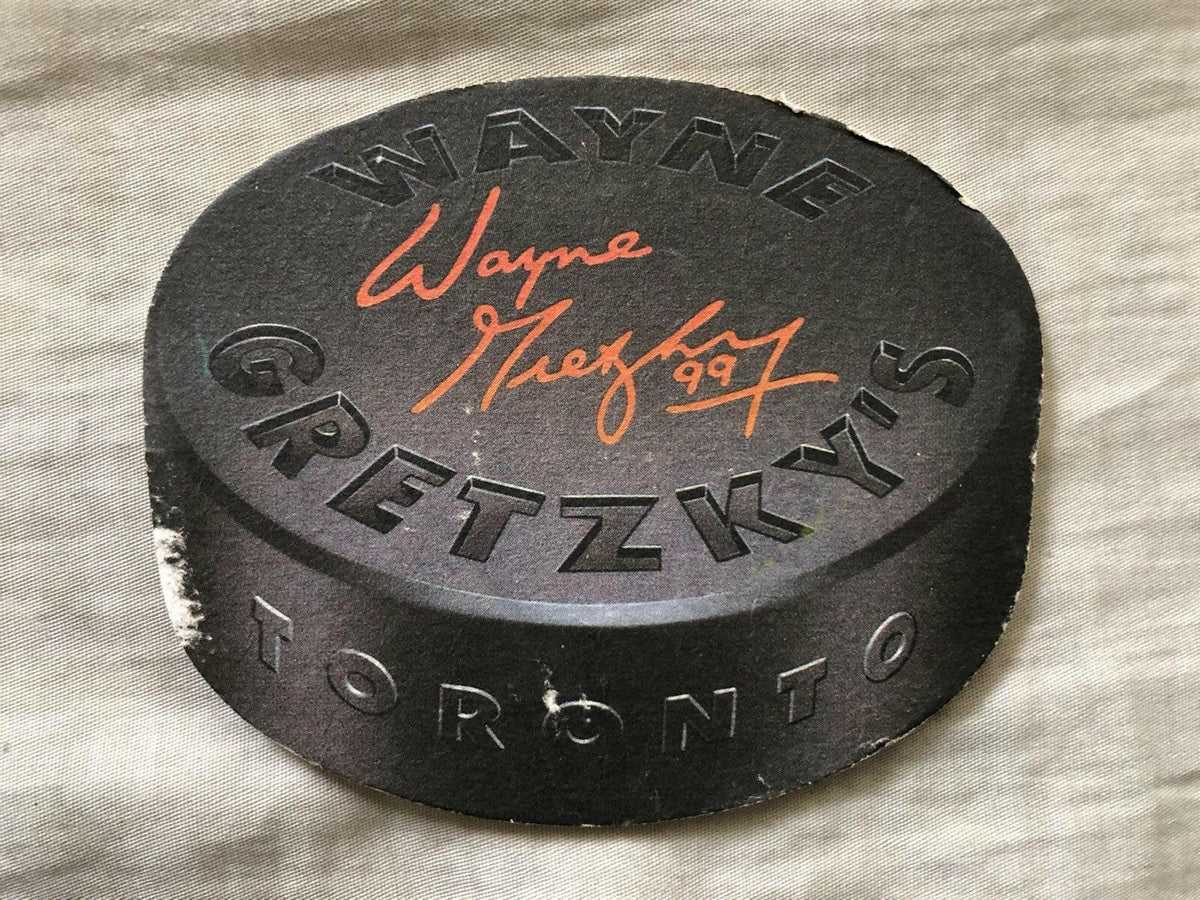Wayne Gretzkys Toronto Restaurant 1990s puck Shaped Coaster - AutographsForSale.com
