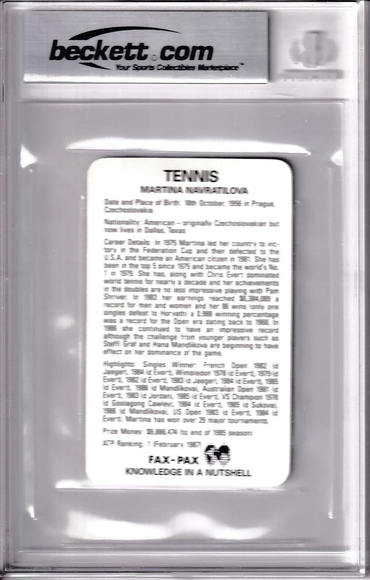 Martina Navratilova autographed 1987 Fax Pax tennis card BAS slabbed - AutographsForSale.com