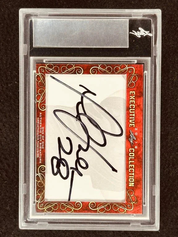 Walter Payton & Marshall Faulk 2018 Leaf Masterpiece Cut Signature certified signed card 1/1 JSA - AutographsForSale.com