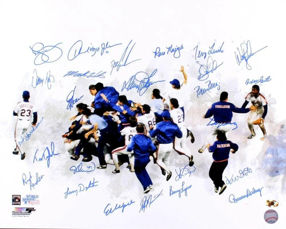 1986 NY Mets team signed World Series Champs 16x20 photo JSA - AutographsForSale.com