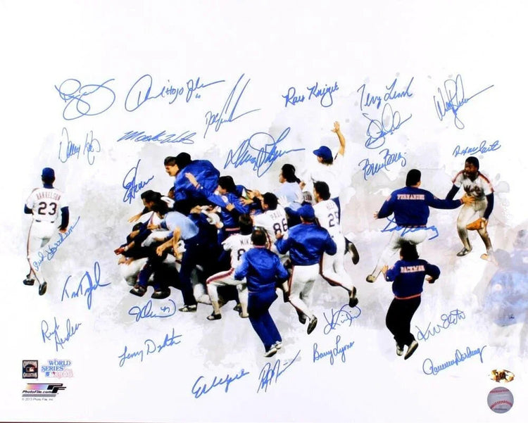 1986 NY Mets team signed World Series Champs 16x20 photo JSA - AutographsForSale.com